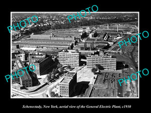 OLD LARGE HISTORIC PHOTO OF SCHENECTADY NEW YORK, AERIAL VIEW OF GE PLANT c1930