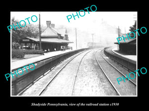 OLD LARGE HISTORIC PHOTO OF SHADYSIDE PENNSYLVANIA, THE RAILROAD STATION c1930