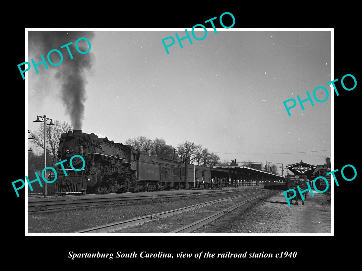 OLD LARGE HISTORIC PHOTO OF SPARTANBURG SOUTH CAROLINA RAILROAD STATION c1940