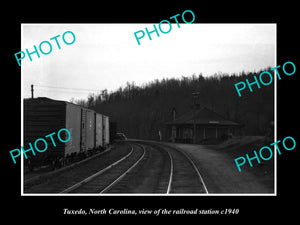 OLD LARGE HISTORIC PHOTO OF TUXEDO NORTH CAROLINA, THE RAILROAD STATION c1940