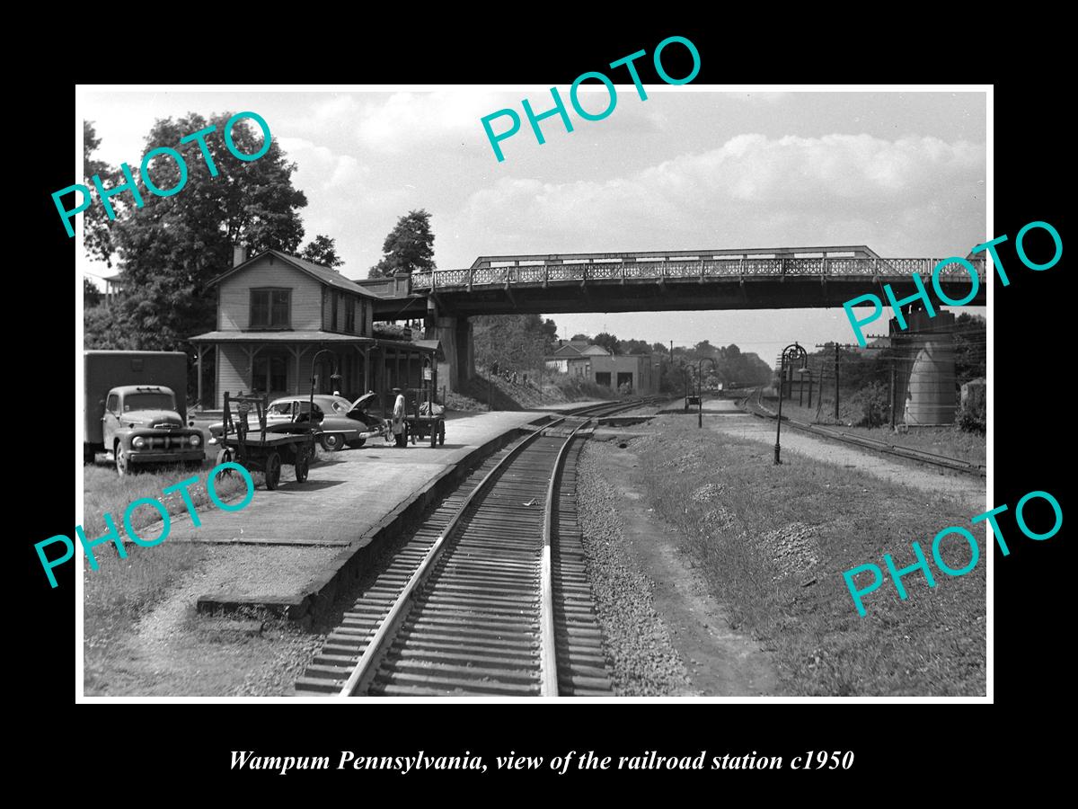 OLD LARGE HISTORIC PHOTO OF WAMPUM PENNSYLVANIA, THE RAILROAD STATION c1950