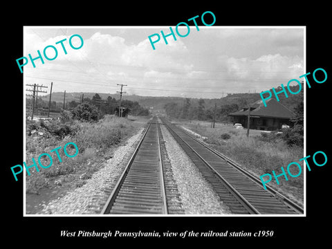 OLD LARGE HISTORIC PHOTO OF WEST PITTSBURGH PENNSYLVANIA RAILROAD STATION c1950