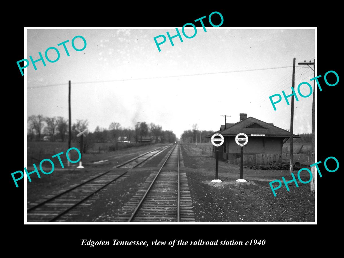 OLD LARGE HISTORIC PHOTO OF EDGOTEN TENNESSEE, THE RAILROAD DEPOT STATION c1940