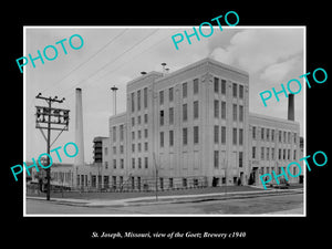 OLD LARGE HISTORIC PHOTO OF ST JOSEPH MISSOURI, THE GOETZ BREWERY PLANT c1940