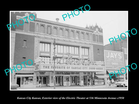 OLD LARGE HISTORIC PHOTO OF KANSAS CITY KANSAS, THE ELECTRIC THEATER c1950