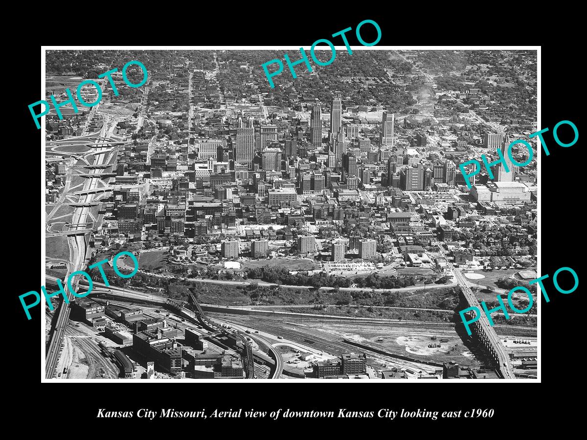 OLD LARGE HISTORIC PHOTO OF KANSAS CITY MISSOURI, AERIAL VIEW OF THE CITY 1960 3