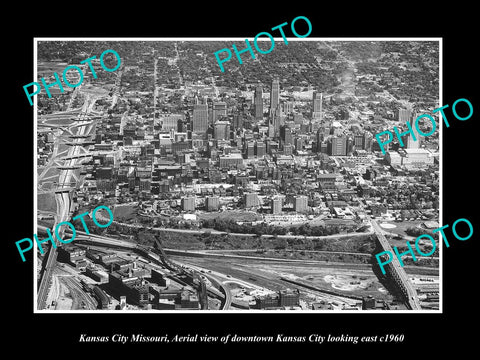 OLD LARGE HISTORIC PHOTO OF KANSAS CITY MISSOURI, AERIAL VIEW OF THE CITY 1960 3