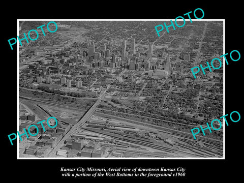 OLD LARGE HISTORIC PHOTO OF KANSAS CITY MISSOURI, AERIAL VIEW OF THE CITY 1960 4