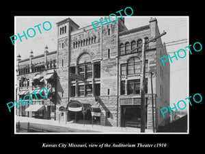 OLD LARGE HISTORIC PHOTO OF KANSAS CITY MISSOURI VIEW OF AUDITORIUM THEATER 1910