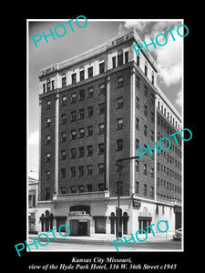 OLD LARGE HISTORIC PHOTO OF KANSAS CITY MISSOURI, THE HYDE PARK HOTEL c1945