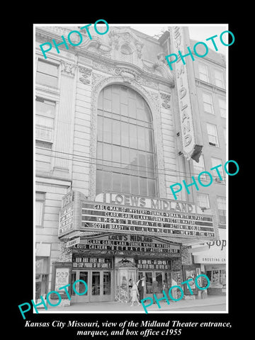 OLD LARGE HISTORIC PHOTO OF KANSAS CITY MISSOURI, THE MIDLAND THEATER c1955