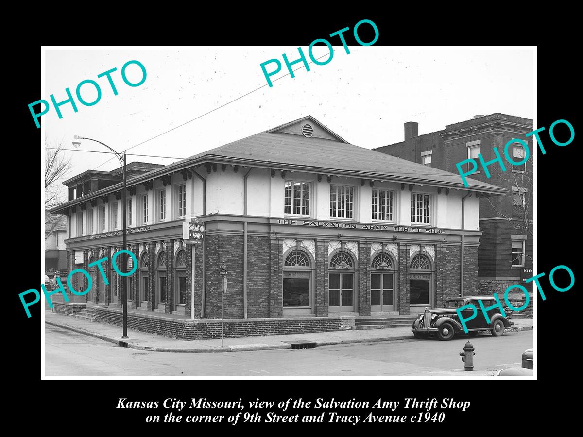 OLD LARGE HISTORIC PHOTO OF KANSAS CITY MISSOURI, THE SALVATION ARMY STORE c1940