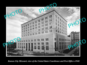 OLD LARGE HISTORIC PHOTO OF KANSAS CITY MISSOURI, THE USA COURT HOUSE & PO c1940