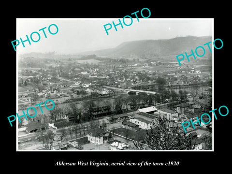 OLD LARGE HISTORIC PHOTO OF ALDERSON WEST VIRGINIA, AERIAL VIEW OF TOWN c1920