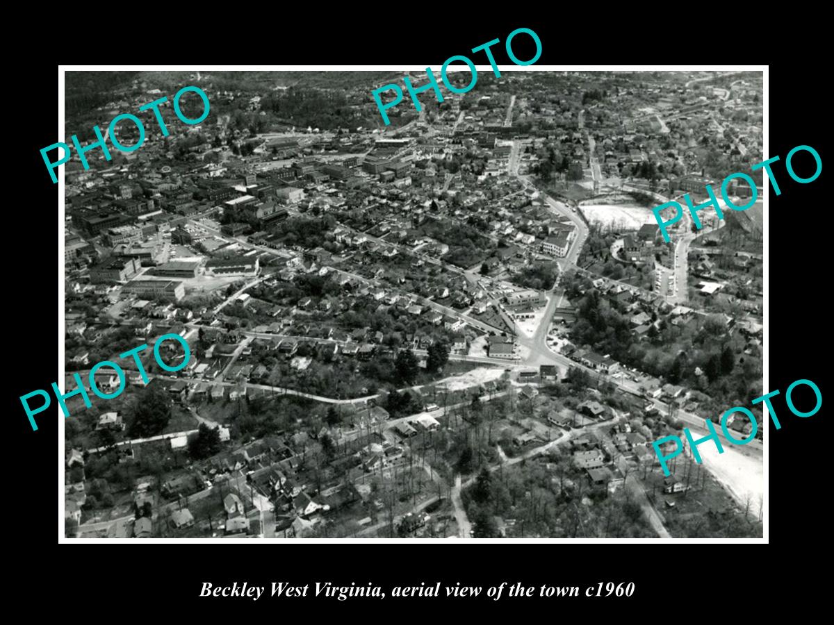 OLD LARGE HISTORIC PHOTO OF BECKLEY WEST VIRGINIA, AERIAL VIEW OF TOWN c1960