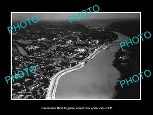 OLD LARGE HISTORIC PHOTO OF CHARLESTON WEST VIRGINIA, AERIAL VIEW OF TOWN 1945 1