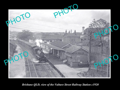 OLD LARGE HISTORIC PHOTO OF BRISBANE QLD, VULTURE STREET RAILWAY STATION c1920