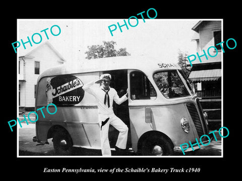 OLD LARGE HISTORIC PHOTO OF EASTON PENNSYLVANIA, THE SCHAIBLE BAKERY TRUCK c1940