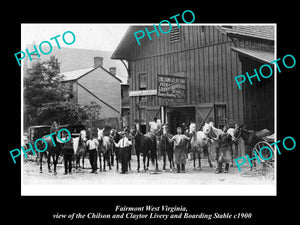 OLD LARGE HISTORIC PHOTO OF FAIRMONT WEST VIRGINIA, THE C&C HORSE LIVERY c1900