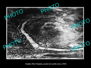 OLD LARGE HISTORIC PHOTO OF GRAFTON WEST VIRGINIA, AERIAL VIEW OF TOWN c1930