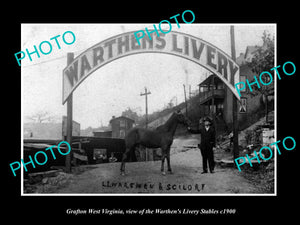 OLD LARGE HISTORIC PHOTO OF GRAFTON WEST VIRGINIA, THE WARTHEN HORSE LIVERY 1900