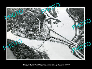 OLD LARGE HISTORIC PHOTO OF HARPERS FERRY WEST VIRGINIA, AERIAL OF TOWN c1940 3