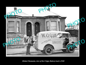 OLD LARGE HISTORIC PHOTO OF HOBART TASMANIA, THE CRIPPS BAKERY TRUCK c1940