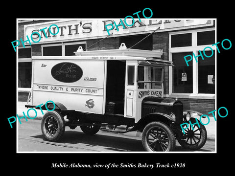 OLD LARGE HISTORIC PHOTO OF MOBILE ALABAMA, THE SMITHS BAKERY TRUCK c1920