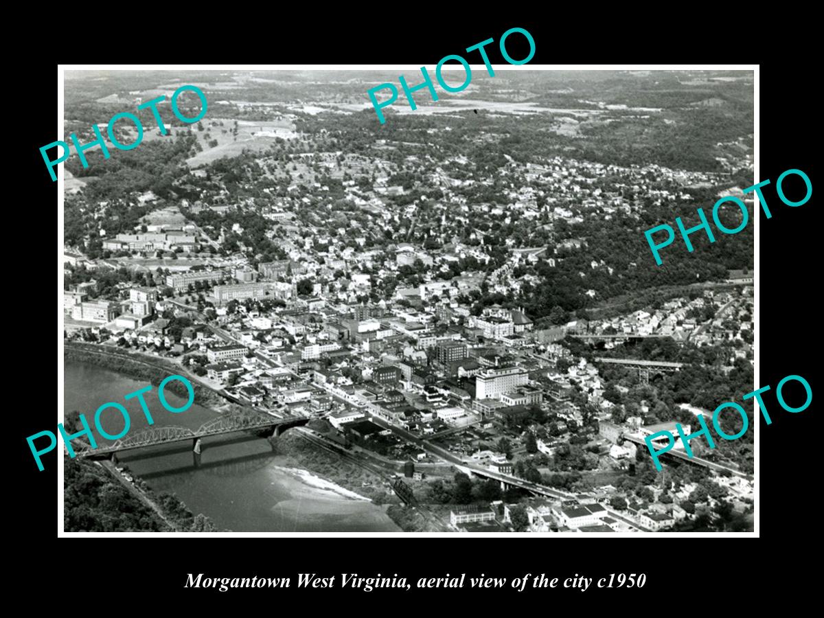 OLD LARGE HISTORIC PHOTO OF MORGANTOWN WEST VIRGINIA, AERIAL OF CITY c1950 2