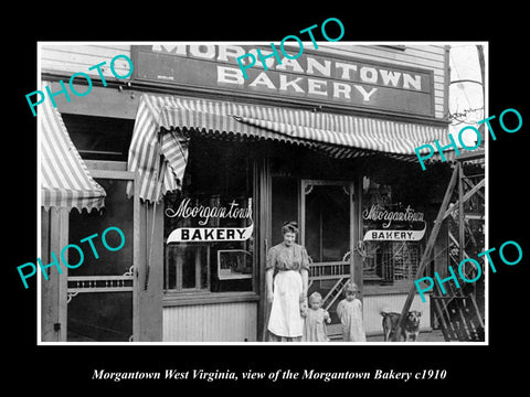 OLD LARGE HISTORIC PHOTO OF MORGANTOWN WEST VIRGINIA, THE BAKERY STORE c1910