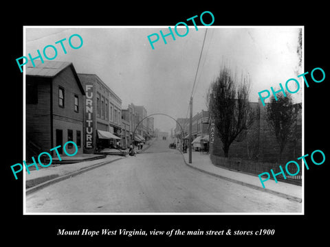 OLD LARGE HISTORIC PHOTO OF MOUNT HOPE WEST VIRGINIA, THE MAIN St & STORES c1900