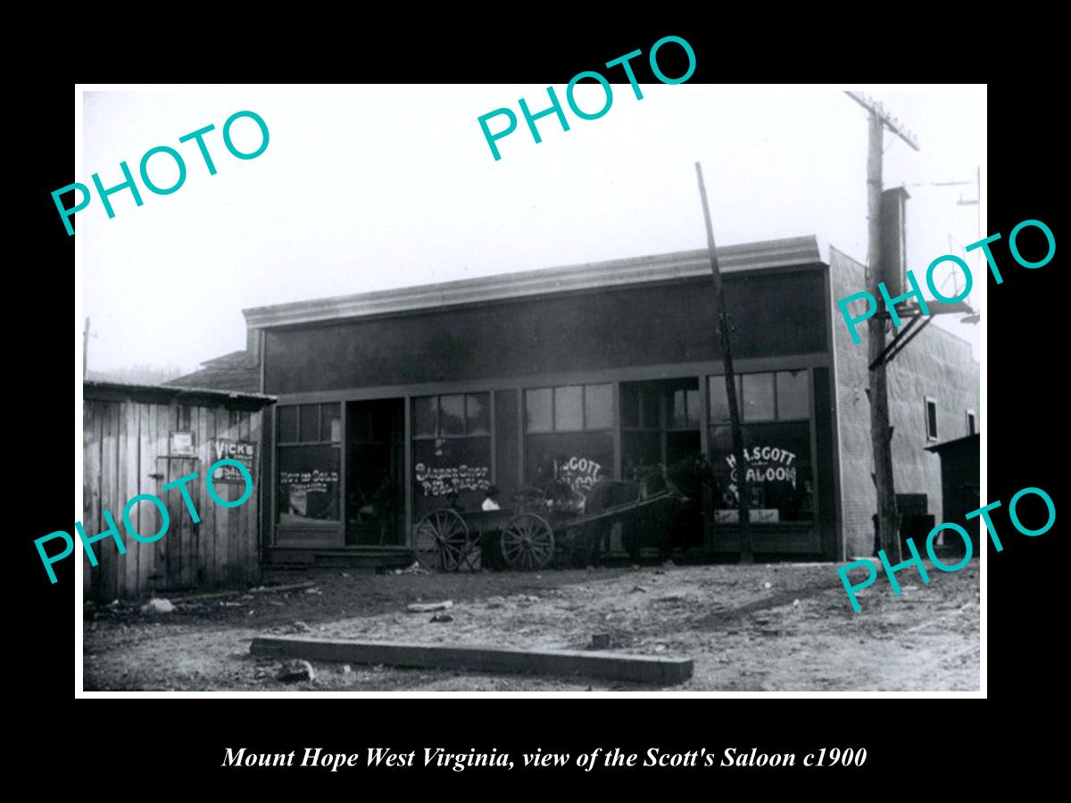 OLD LARGE HISTORIC PHOTO OF MOUNT HOPE WEST VIRGINIA, THE SCOTTS SALOON c1900