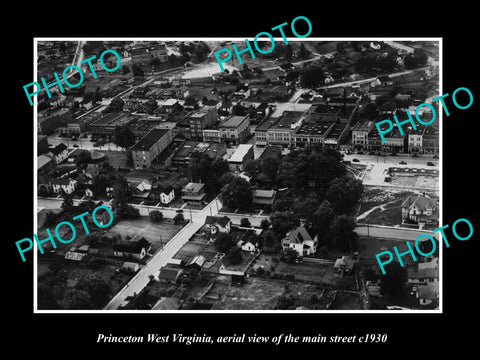 OLD LARGE HISTORIC PHOTO OF PRINCETON WEST VIRGINIA, AERIAL OF THE CITY c1930