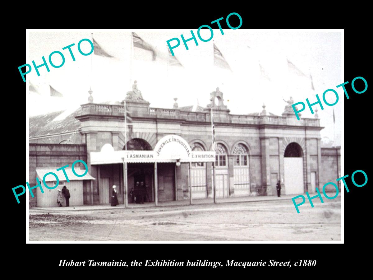 OLD LARGE HISTORIC PHOTO OF HOBART TASMANIA, TASMANIAN EXBITION BUILDING c1880