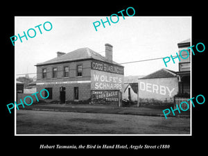 OLD LARGE HISTORIC PHOTO OF HOBART TASMANIA, THE BIRD IN HAND HOTEL c1880