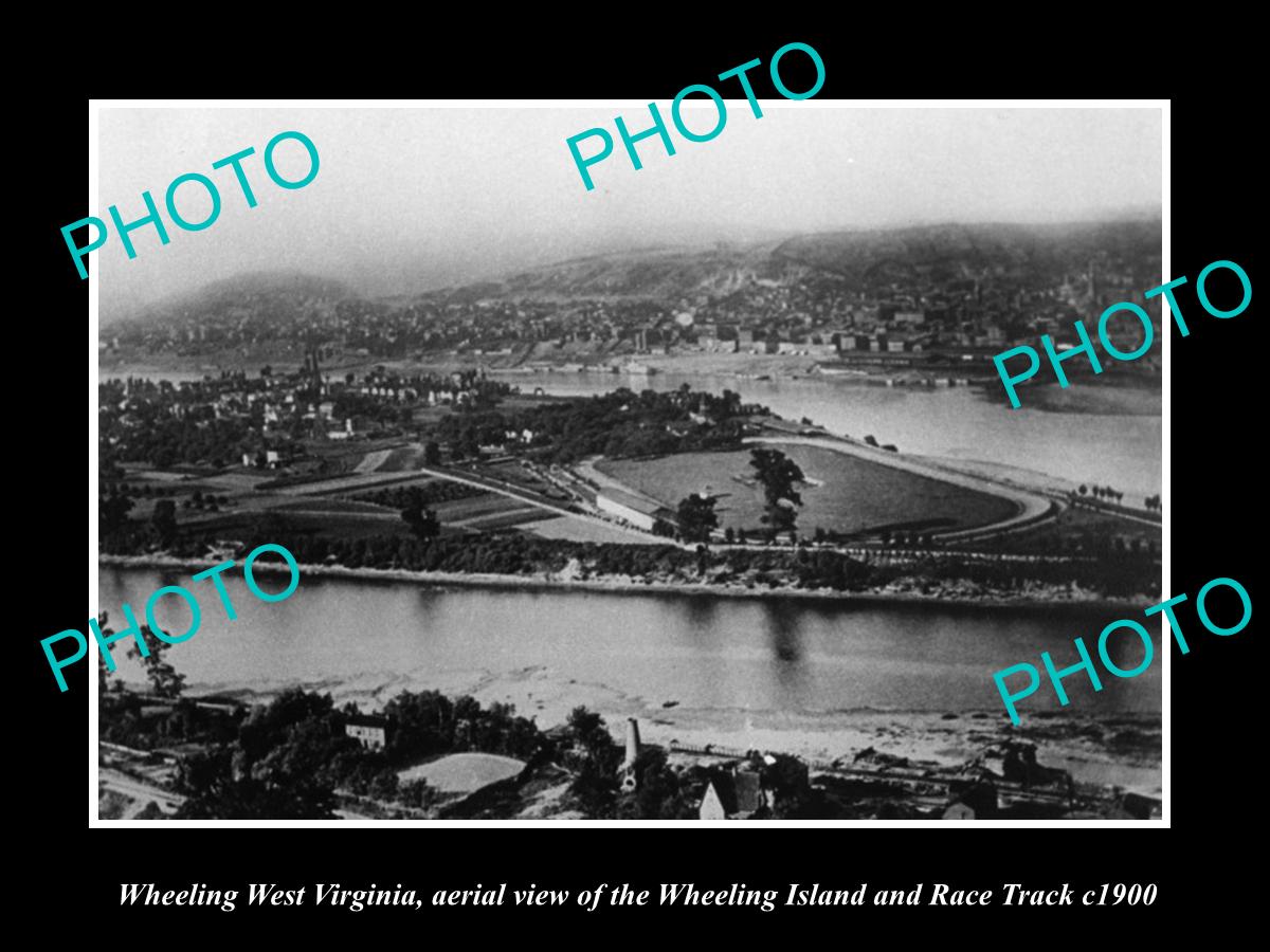 OLD LARGE HISTORIC PHOTO OF WHEELING WEST VIRGINIA, AERIAL OF TOWN & R/T c1900