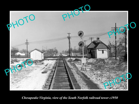 OLD LARGE HISTORIC PHOTO OF CHESAPEAKE VIRGINIA, NORFOLK RAILROAD TOWER c1950