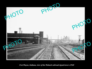 OLD LARGE HISTORIC PHOTO OF FORT WAYNE INDIANA, THE WABASH RAILROAD TOWER c1940