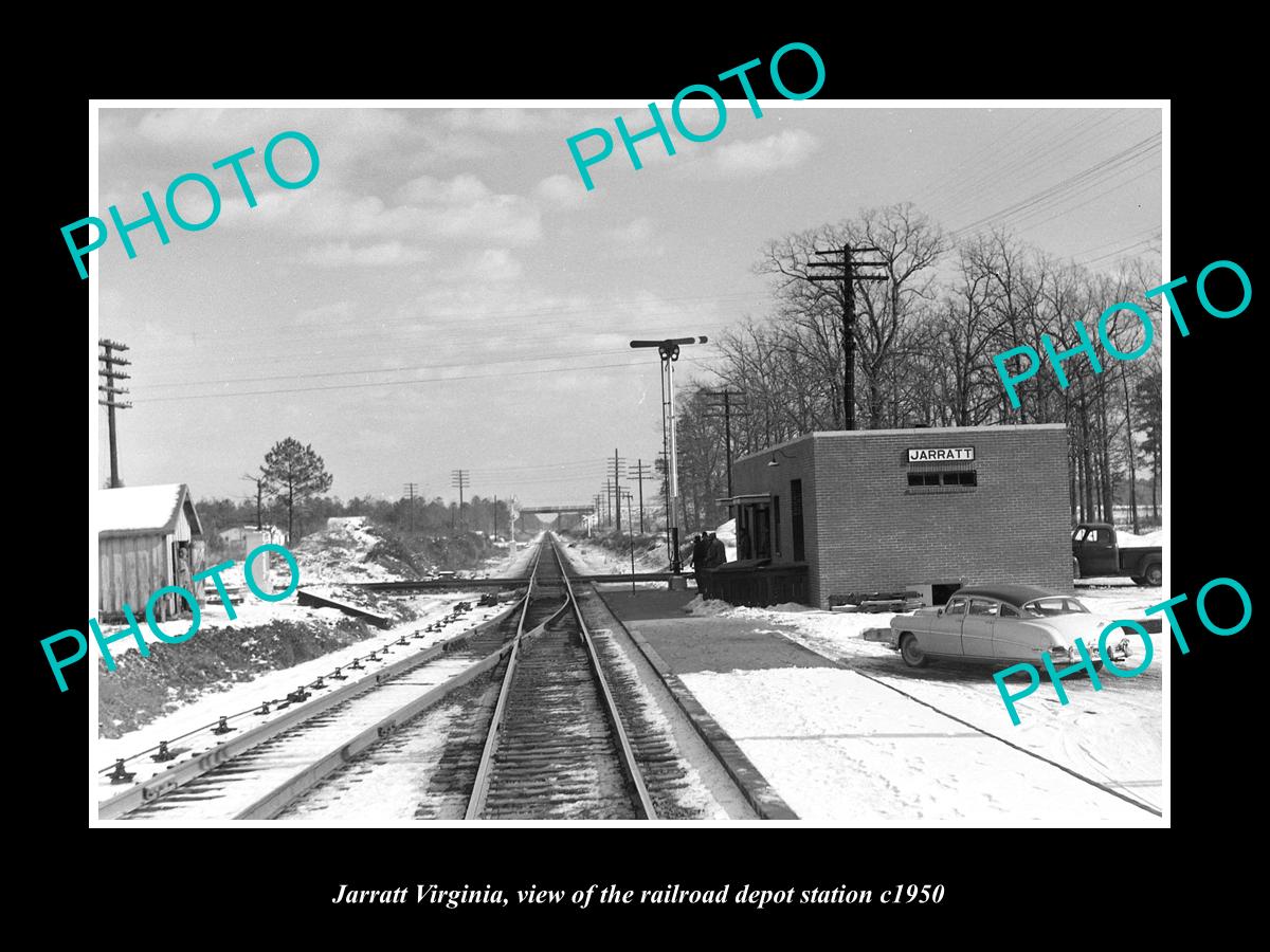 OLD LARGE HISTORIC PHOTO OF JARRATT VIRGINIA, THE RAILROAD DEPOT STATION c1950