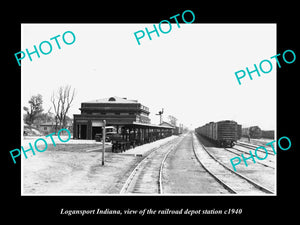 OLD LARGE HISTORIC PHOTO OF LOGANSPORT INDIANA RAILROAD DEPOT STATION c1940