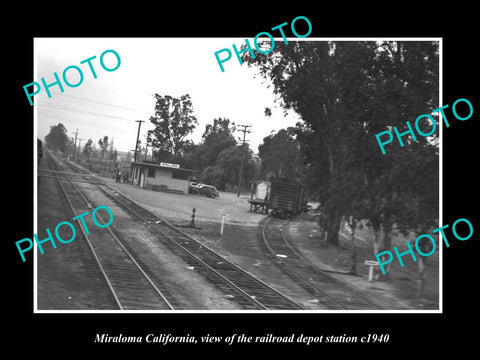 OLD LARGE HISTORIC PHOTO OF MIRALOMA CALIFORNIA THE RAILROAD DEPOT STATION c1940