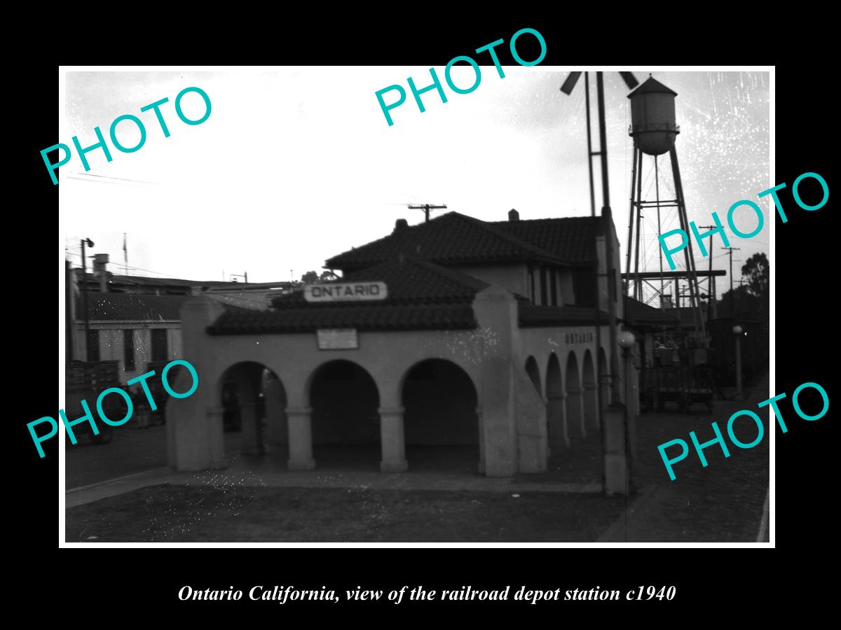 OLD LARGE HISTORIC PHOTO OF ONTARIO CALIFORNIA RAILROAD DEPOT STATION c1940 1