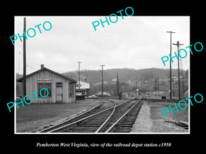 OLD LARGE HISTORIC PHOTO OF PEMBERTON WEST VIRGINIA RAILROAD DEPOT STATION c1950