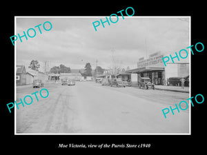 OLD LARGE HISTORIC PHOTO OF MOE VICTORIA, VIEW OF THE PURVIS GENERAL STORE c1940