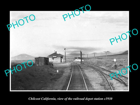 OLD LARGE HISTORIC PHOTO OF CHILCOOT CALIFORNIA THE RAILROAD DEPOT STATION c1930