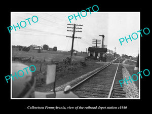 OLD LARGE HISTORIC PHOTO OF CULBERTSON PENNSYLVANIA RAILROAD DEPOT STATION c1940