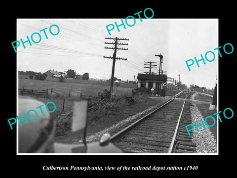 OLD LARGE HISTORIC PHOTO OF CULBERTSON PENNSYLVANIA RAILROAD DEPOT STATION c1940