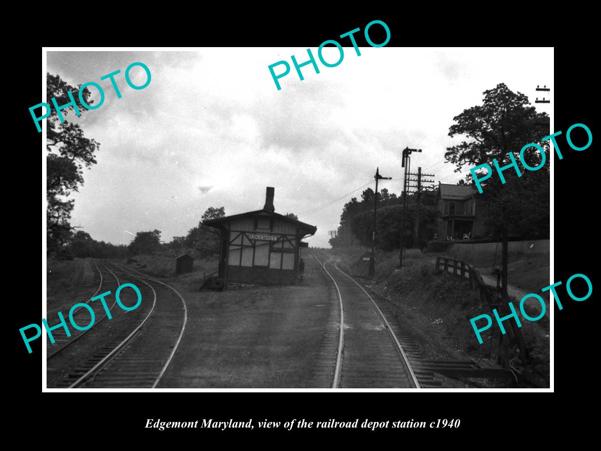 OLD LARGE HISTORIC PHOTO OF EDGEMONT MARYLAND, THE RAILROAD DEPOT STATION c1940