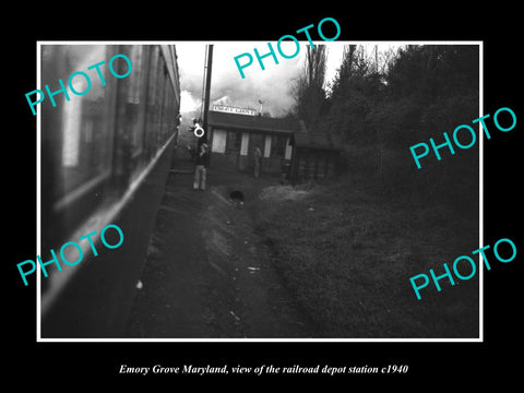 OLD LARGE HISTORIC PHOTO OF EMORY GROVE MARYLAND RAILROAD DEPOT STATION c1940