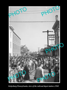 OLD LARGE HISTORIC PHOTO OF GETTYSBURG PENNSYLVANIA RAILROAD DEPOT STATION c1940